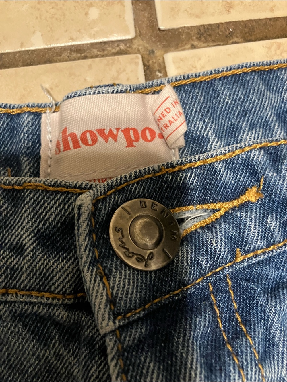 Showpo Distressed High-Waist Denim Shorts - Blue - Picture 2 of 3